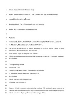 Performance in the 1.2 km shuttle run test reflects fitness capacities ...